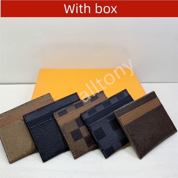 Card Holders Credit card wallet package coin pack designer wallets Brown Checkered Leather Bank card package mini wallets clutch bag classic