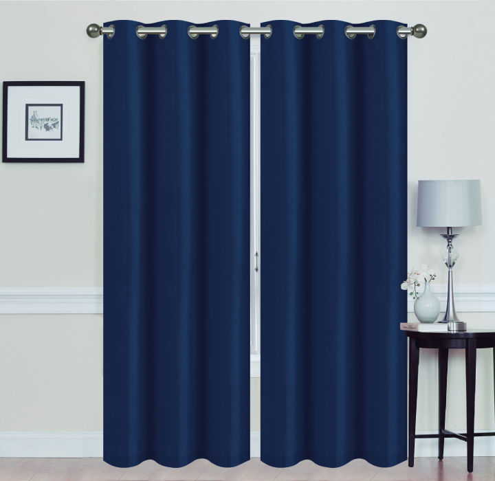 Madonna Blackout Grommet Curtain Panels (Set of 2) - 84" NAVY