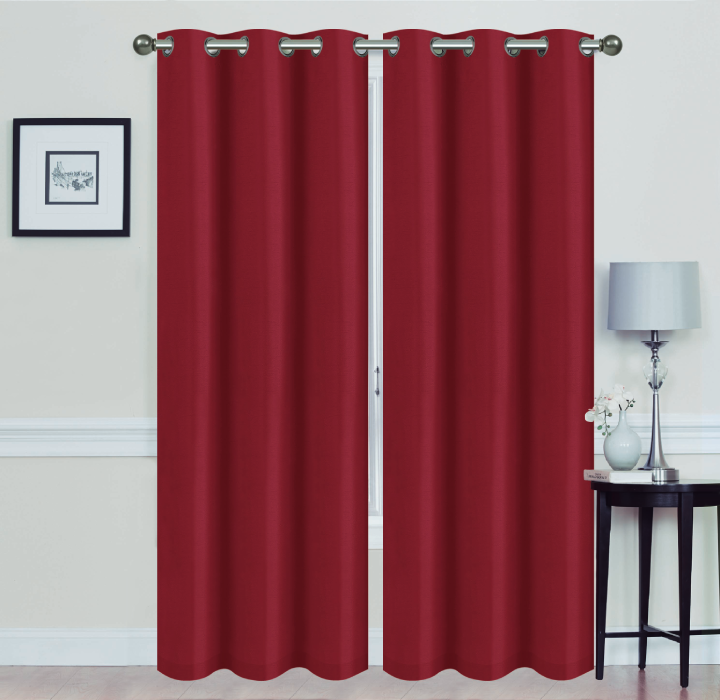 Madonna Blackout Grommet Curtain Panels (Set of 2) - 84" BURGUNDY