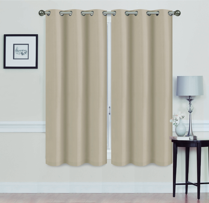 Madonna Blackout Grommet Curtain Panels (Set of 2) - 63" TAUPE