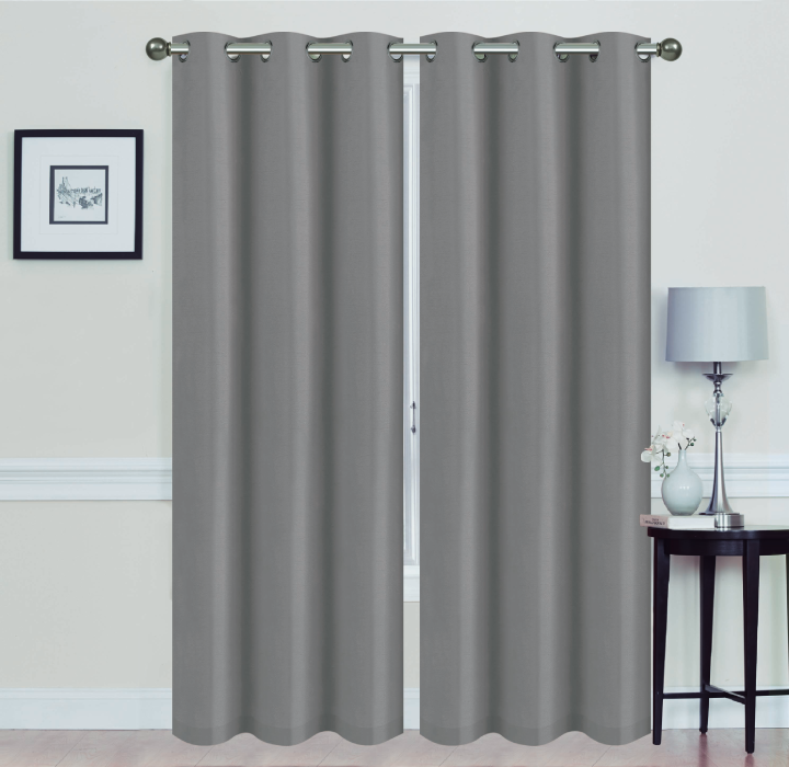 Madonna Blackout Grommet Curtain Panels (Set of 2) - 84" GRAY