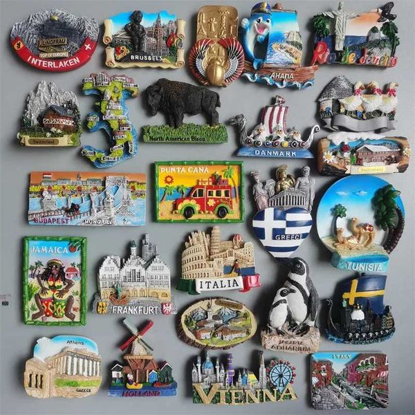 Fridge Magnets Italy Switzerland Interlaken Jakarta Punta Cana Creece Stockholm Fridge Magnets Tourist Souvenirs Magnetic Refrigerator Stick