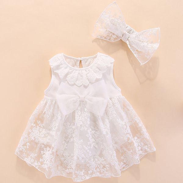 New Born Baby Girls Infant Dress&clothes Summer Kids Party Birthday Outfits 1-2years Shoes Set Christening Gown Baby Jurk Zomer 240417