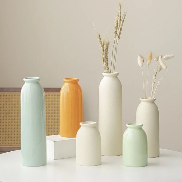10 inches tall Ceramic Vase Modern Bohemian Home Decor Matte Multi Color Living Room Shelf 250116