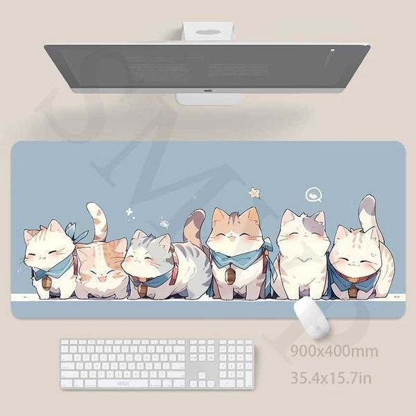 Mouse Pad Cute Cat Mousepad 400x900cm Large Keyboard Mats Kawaii Desk Mat Company Desk Pad For Gift Mousepads O250118