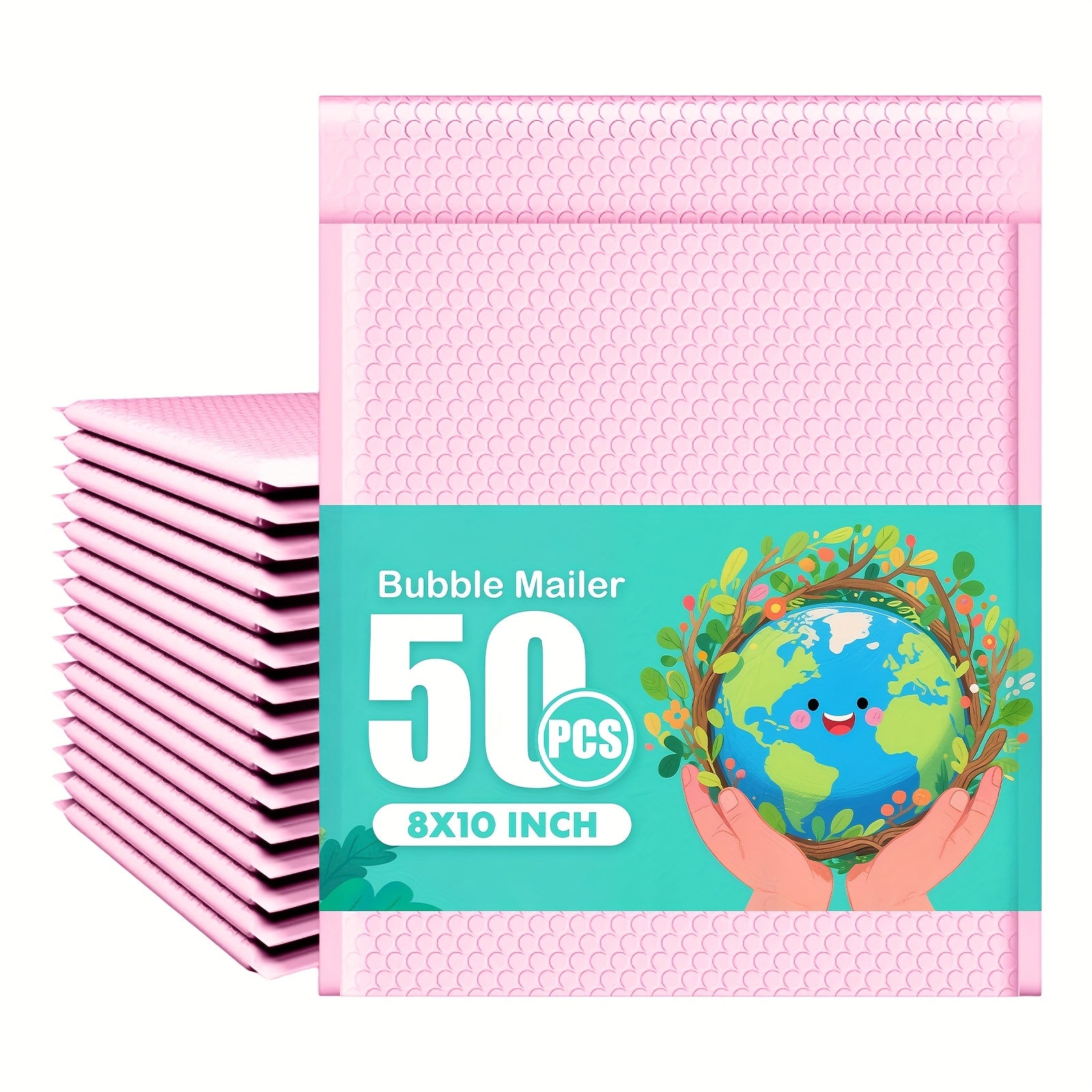 TEMU 50 Pack 8x10" Pink Bubble Mailers - Waterproof Padded Envelopes With Cushioned Protection For Small Business Shipping, Jewelry, Electronics &