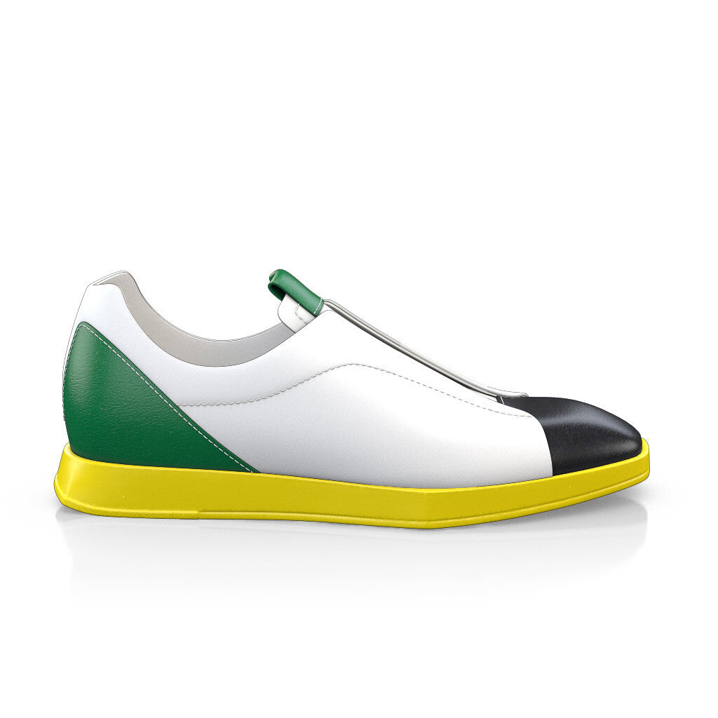 Baskets plates à enfiler Slippers Bout carré Homme Faites main en Italie en Cuir Blanc - Sur Mesure - GIROTTI 45280