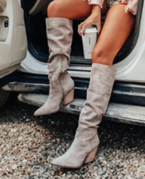 Winter Women Shoes Sexy High Poe Poe Solid Color Slip-On Ck A quente sobre as senhoras de joelho maduro Party Elegant Boots 9347