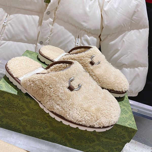 Designer slippe women sandal shoes sheep scuffs winter loafe 24ss round toe slipper room slides fluffy comfortable flat fashion outdoor mule