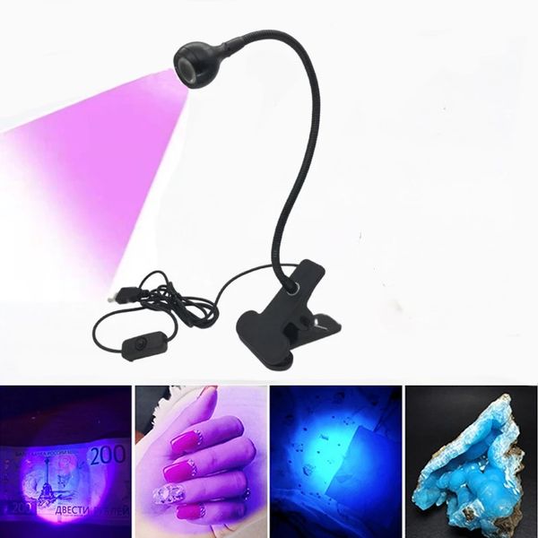 Led Ultraviolet Lights Clip-On Flexible Metal Tube UV Lamp USB Mini UV Gel Curing Light Desk Lamp Nail Dryer For DIY Nail Art