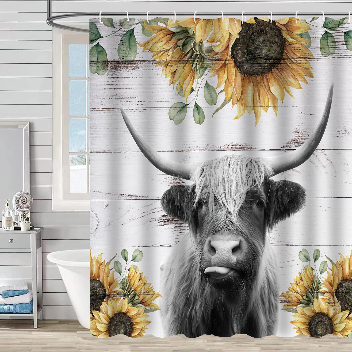 YL-37354 Hot selling digital printed shower curtain animal waterproof, mildew-proof and moisture-proof bathroom dry and wet separation curtain