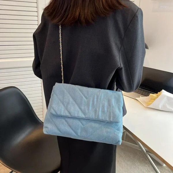 Shoulder Bags Vintage Bag For Women Denim Blue Diamond Messenger Large Capacity Work Study Street Tote Purses And Handbags designer-handbags