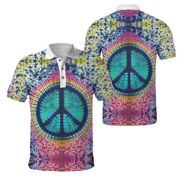 Men&#039;s Polos 3D printed hippie symbol love polo shirt Harajuku street clothing summer sleeveless T-shirt Q240508