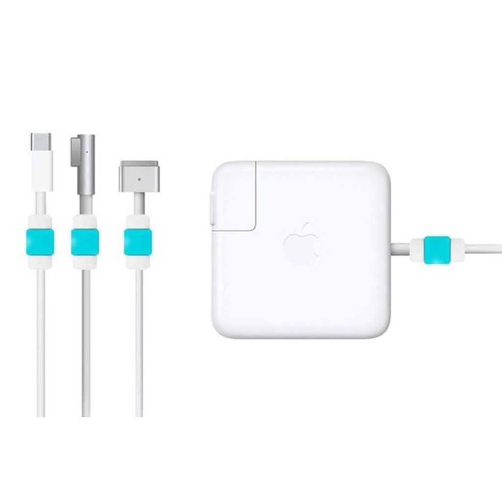 Cable Protectors for Apple MacBook Chargers (6-Pack) - Aqua Blue