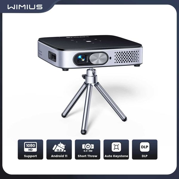 Projector Lamps WiMiUS Mini Projector Android 11.0 DLP Projector Rechargeable Ultra Short Throw WiFi Bluetooth Projector FHD 1080P Support z