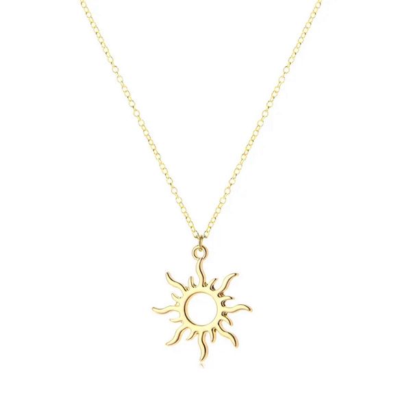 10PCS Cute Moon Sun Goddess Sunlight Pendant Necklace Sunshine Stainless Steel Clavicle Choker for Mother Girlfriend Women Female Girl Chain