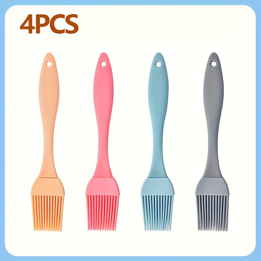 TEMU 4pcs Silicone Bbq Basting Brushes - Heat Resistant Up To 450°f, Oil & Sauce Applicators With Ergonomic Handles, Durable Silicone Brushes For