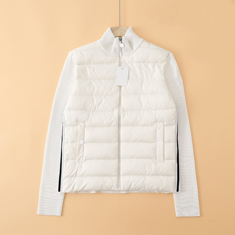 Chest Letter Design Down Jacket Men Women Stand Collar Knitted jacket Autumn Winter men knit jackets Fashion Casual mens coat Size M-XXL