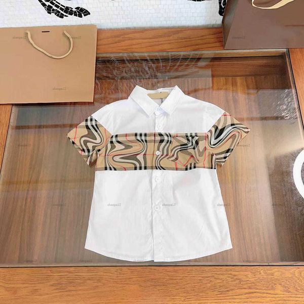 Luxury baby shirt Plaid splicing design child Short-sleeved shirt kids designer clothes high quality Short sleeve girls boys Blouses