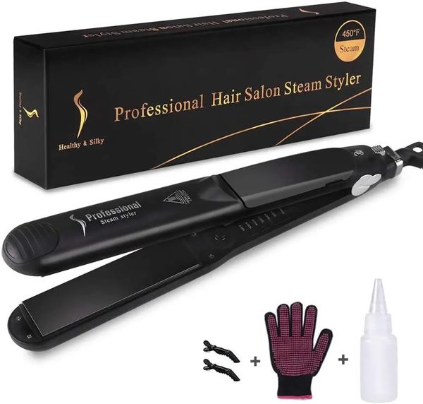 2-in-1 steam straightener professional straightening iron with adjustable temperature fast heating straightening iron curling iron 241018