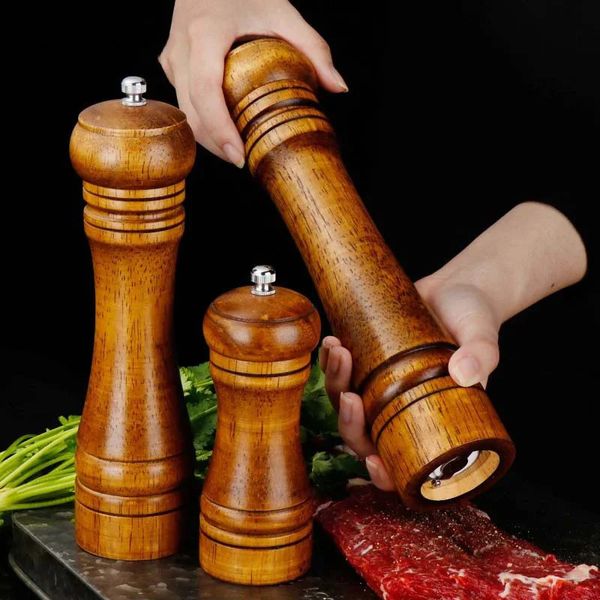 KEMORELA 1PC Classical Oak Wood Pepper Salt Pepper Spice Mill Grinder Set Handheld Seasoning Mills Grinder Kitchen Tools Set 250211