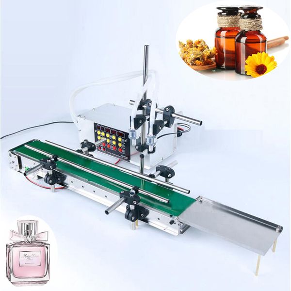CNC Double Head Automatic Filling Machine Liquid Filler High Precision Temperature Heat Resistance With Conveyor Belt