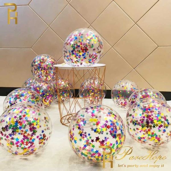 Star Confetti Balloons - Metallic Latex Transparent Ballon for Baby Shower Birthday Par Wedding DecorationT250205