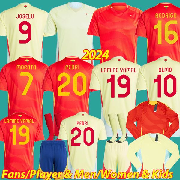 2024 National soccer jerseys PEDRI 20 MORATA LAMINE YAMAL ZUBIMENDI OLMO 24 26 Long Sleeve fans Player version FERRAN RODRIGO shirts men wom