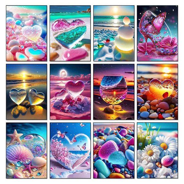 5D DIY Diamond Embroidery Color Love Stone Sale Full Round Drill Decoration for Home Diamond Painting Landscapes Craft KitsXJ240816