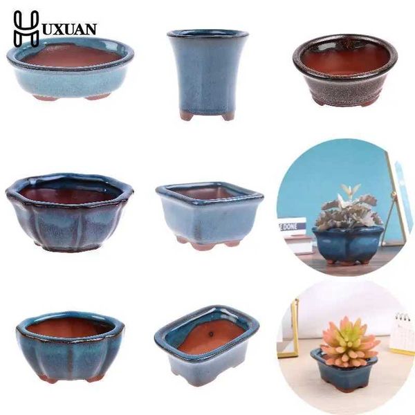 Planters Pots Chinese Style Bonsai Pots Breathable Stoneware Bonsai Pots With Holes Bonsai Training Flowerpot Ceramic Crafts S2412234