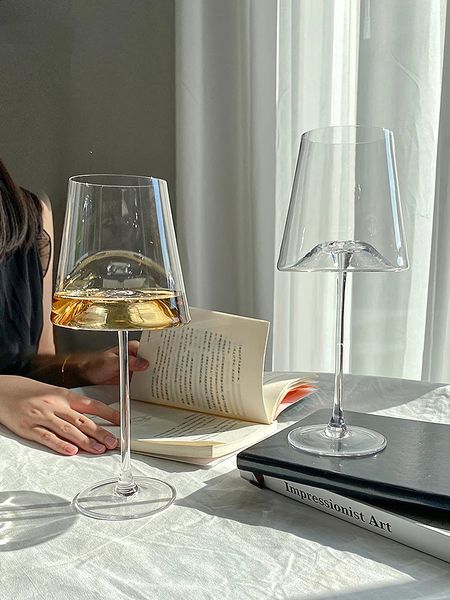 600ml Large Capacity Small Hill Goblet Crystal Glass Red Wine Glass Cup Grape Wine Champagne Glass Household Potbelly Glass Cup 240921