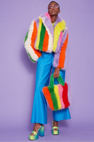 clothing for women 2024 Faux Fur Hand Crafted Eco Bamboo Cropped Coat