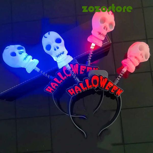 Halloween Led Devil Hair Band Led Funny Bat Pumpkin Light Up Headband Hair Hoops Flashing Horn Kids Adults Christmas Party Decor 3A7