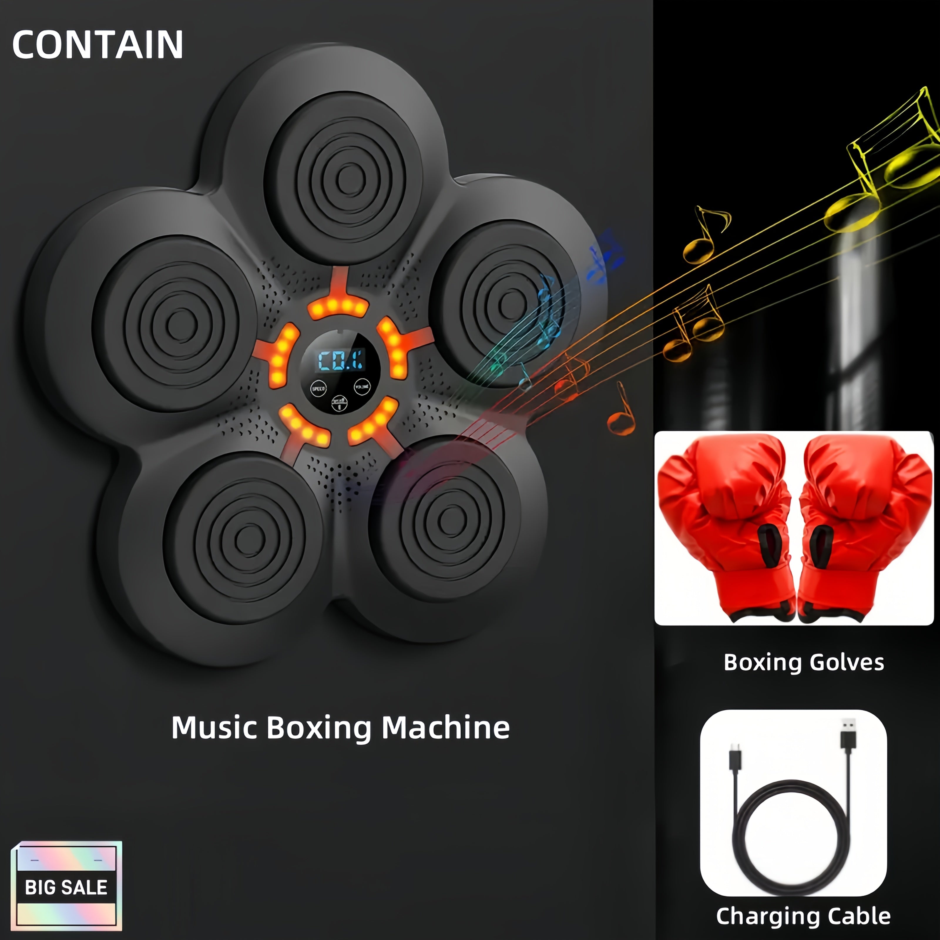 TEMU Musical Boxing Machine, Family Boxing Machine, Red Gloves, With Led Lights And Music, Suitable For Home Fitness, The Best Valentine's Day Gift