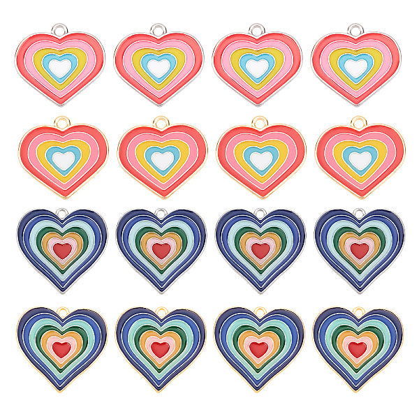 16 pièces 4 pendentifs en émail en alliage de placage de style