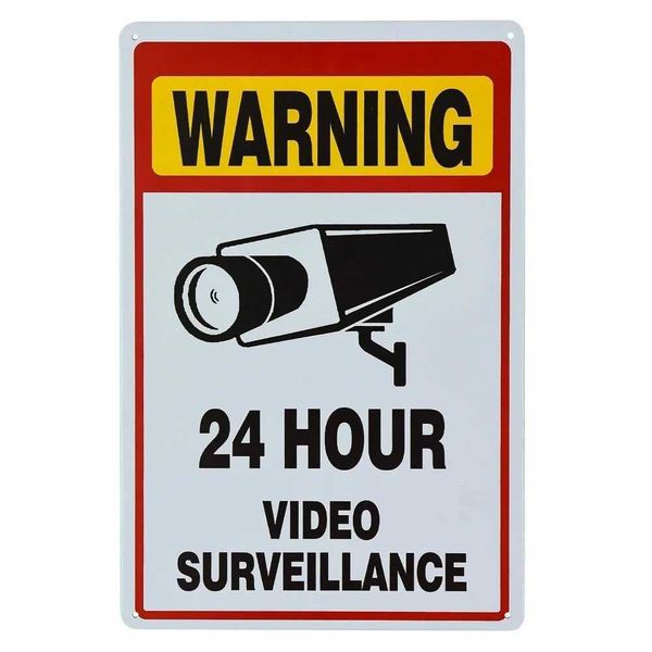 High Quality No Trespassing Warning Sign 24 Hour Video Surveillance | CCTV Security Camera Alert for home or business metal wall decor T2501