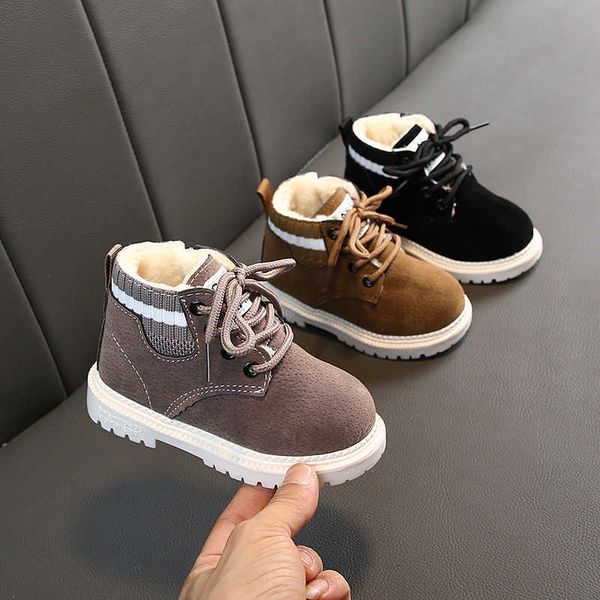 Botas infantis Martin Boots Sapatos de AutumnInverno Sapatos Infantis de Cotton Shoes Flyknit Boys 'Botas de Snow Boots' Botas de neve de m