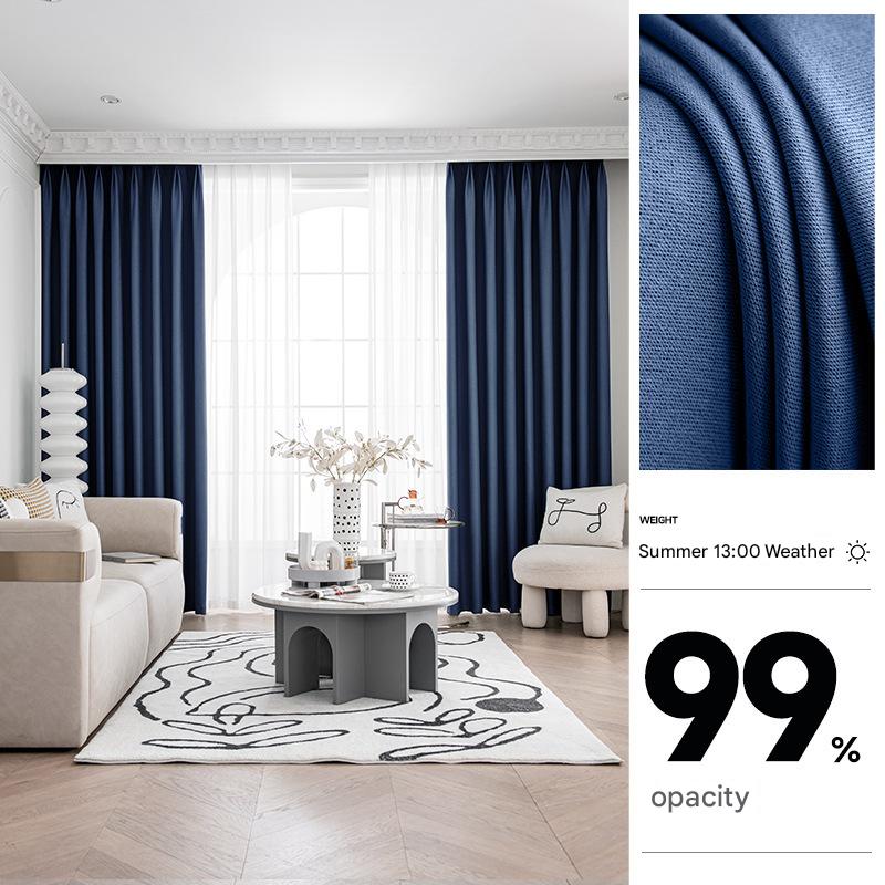 YL-36849 thick double-sided linen blackout curtain project hotel school sound insulation heat insulation blackout cotton linen curtain finished prod