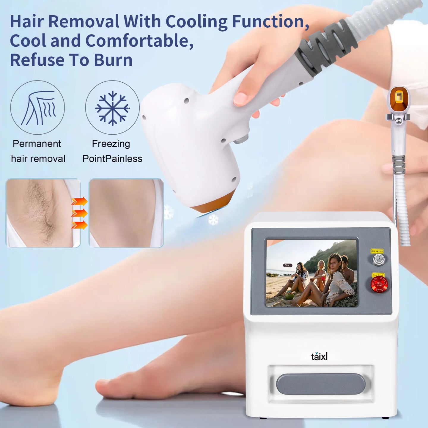 High-end Diode Laser Hair Removal Machine 3 Wavelength 755 1064 808nm Laser Ice Platinum Permanent Painless Hair Removal