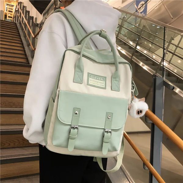 JULYCCINO Women Nylon Backpack Candy Color Waterproof School Bags for Patchwork Backpack Female Rucksack Mochila 240830