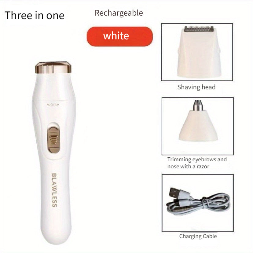 TEMU 3-in-1 Women's Electric Hair Removal Suit-usb Rechargeable Face, Nose And Body Trimmer| Her Perfect Gift