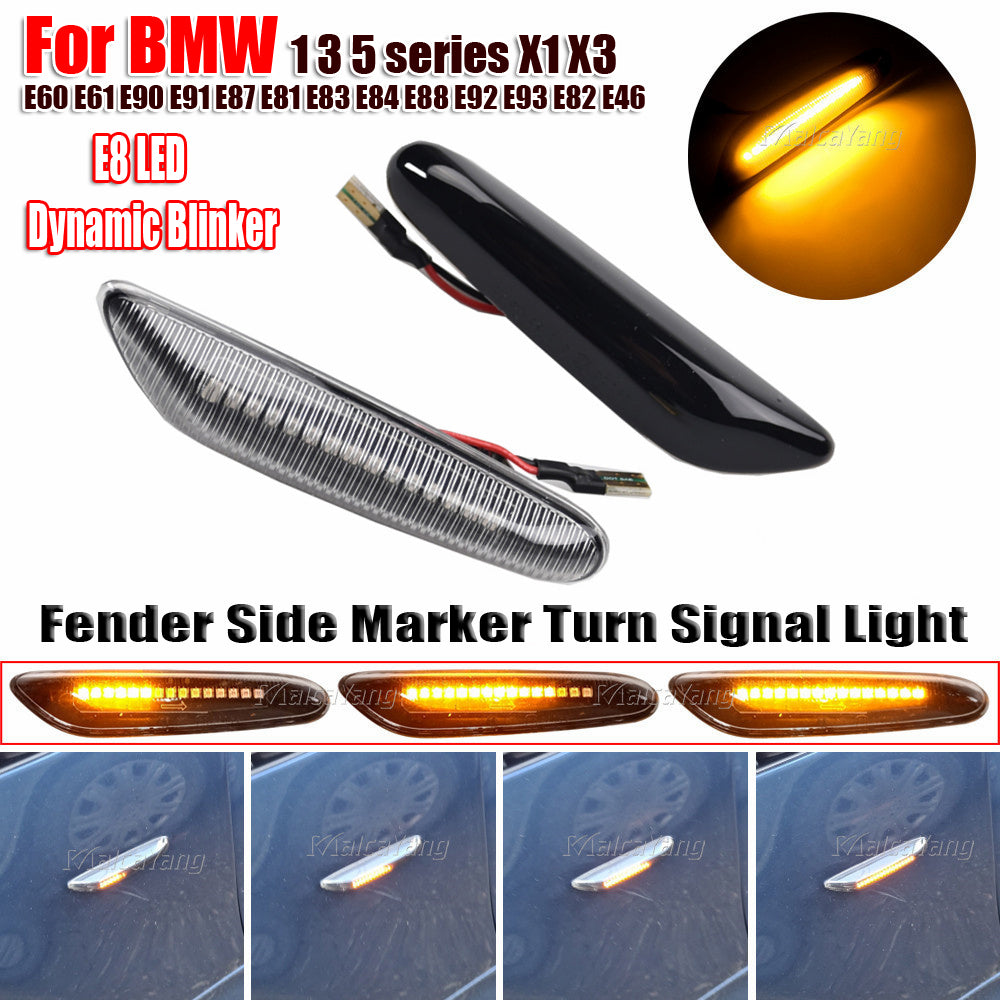 2pcs LED Dynamic Turn Signal Side Marker Light Sequential Blinker Light For BMW E90 E91 E92 E93 E60 E61 E81 E82 E83 E84 E88 E46