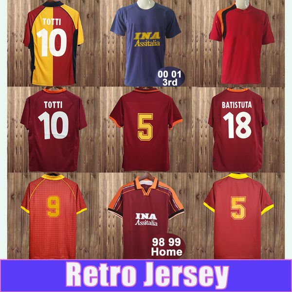 2001 2002 TOTTI NAKATA Mens Retro Soccer Jerseys BATUSTUTA CASSANO ALDAIR STATUTO CONTI GIANNINI Home Away vintage Football Shirts Short Sle
