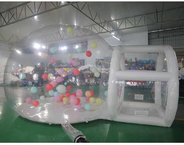 outdoor activities 3.5m dia+1.5m tunnel long dome igloo PVC hotel outside globe camping clear inflatable party tent bubble house