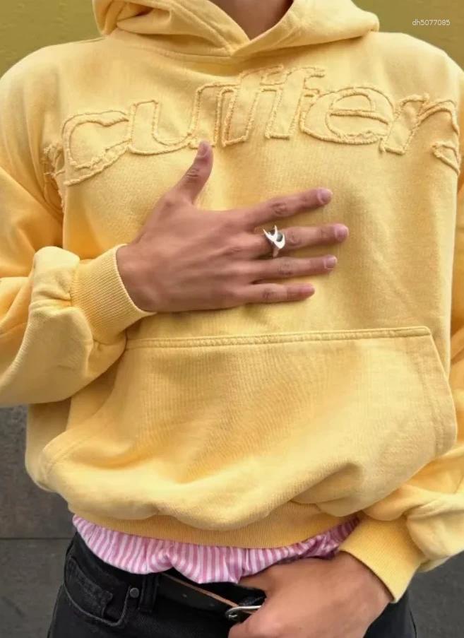Men&#039;s designer Hoodies Harajuku Oversized Hoodie Letter Vintage Yellow Jacket Streetwear Hip Hop Casual Sports Long-Sleeves Sweatshirt