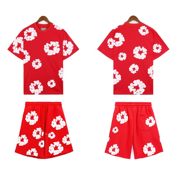 Denim New Designer Set Kapok Tearshorts Full Print Bubble Print Hip Hop Loose Cotton Short Sleeve T-Shirt For Men And Womens-Xl 756