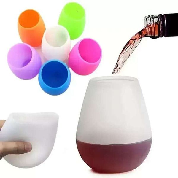 Silicone Glasses Unbreakable Stemless Rubber Beer Mug Outdoor Cup Wine Glass Recyclable Drinking Cups Fy5431 0826