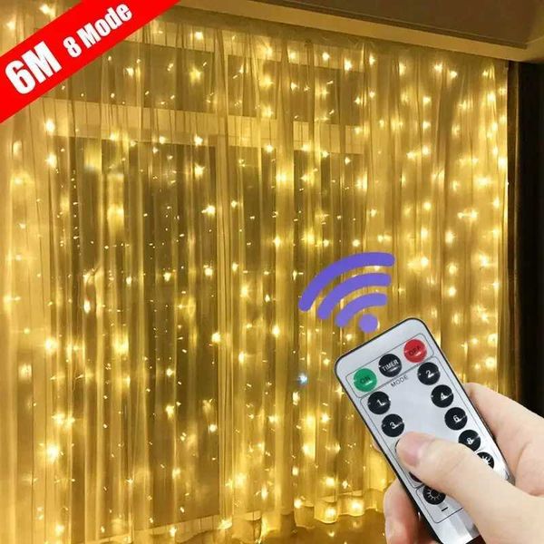 6x3M-3x3m Curtain Garland on The Window USB Power Fairy Lights Festoon with Remote New Year Garland Led Lights Christmas Decor Y240906