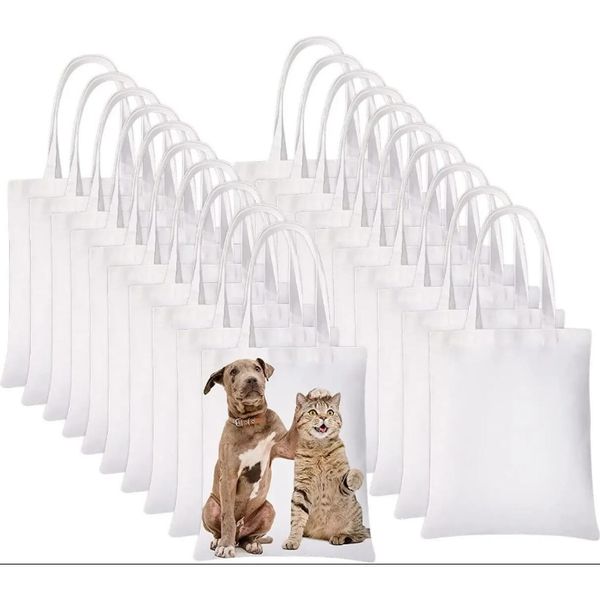 Sublimation Party White Tote Favor Blank Canvas Grocery Bags For Decorating And DIY Crafting DHL New U