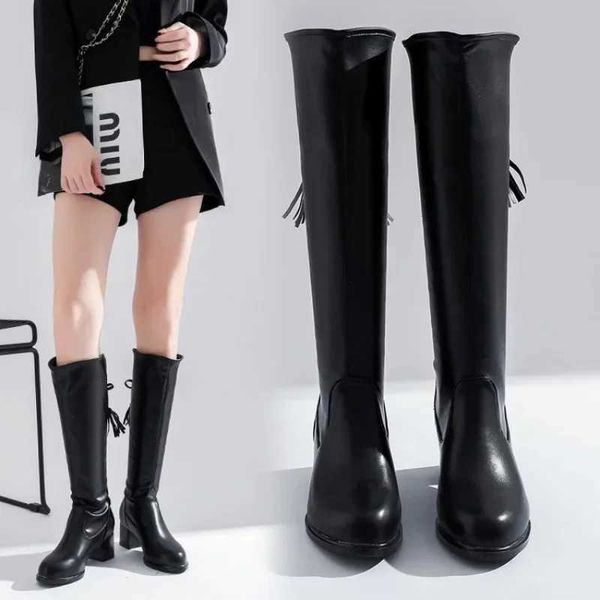 Newly arrived winter warm knee high boots elastic weight loss thick boots high heels thick soles elegant Fi Y241220